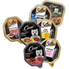 Sheba classics, (mini) filets of finesse
kuipje à 60/85 gram
of Cesar paté
kuipje à 100/150 gram